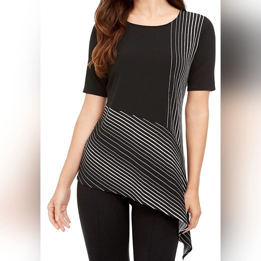 Alfani asymmetrical geometric blouse